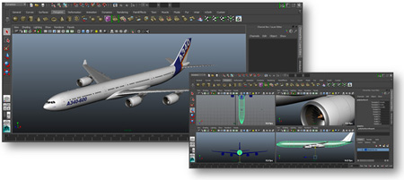 Airbus A340 in Maya 3D
