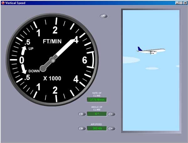 Interactive vertical speed indicator (VSI) trainer