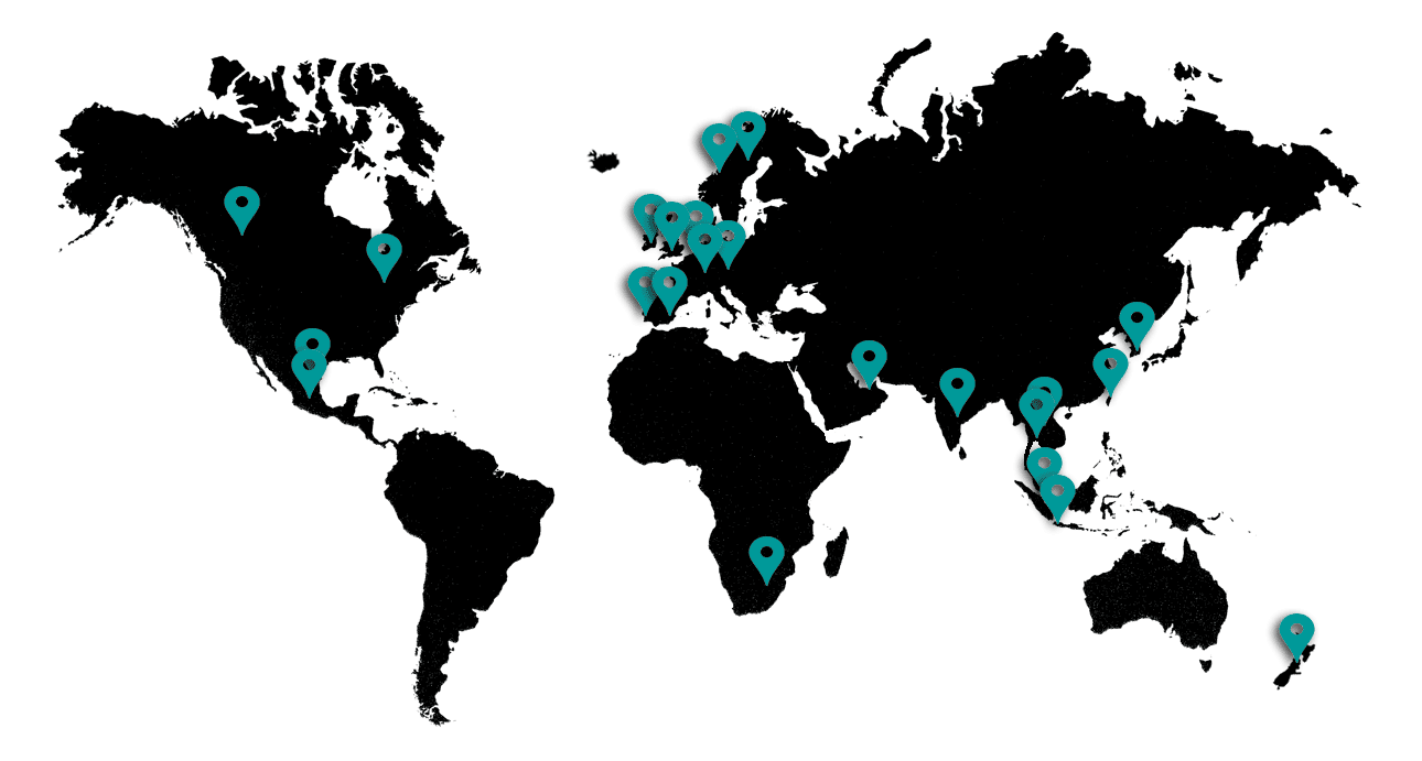 Worldwide locations of training schools using Sphaera CBT